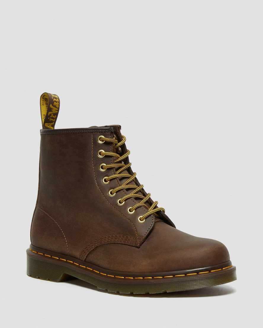 Dr. Martens 1460 Crazy Horse Lær Snørestøvler Dame Brune [0492VTBSZ]